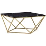Table basse carrée effet marbre noir avec pieds dorés - beliani malibu Table basse carrée effet marbre noir avec pieds dorés - beliani malibu