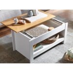 Table basse carrée finebuy - blanc / chêne - avec rangements Table basse carrée finebuy - blanc / chêne - avec rangements