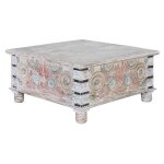 Table basse carrée - giner y colomer - bois massif - grande capacité - finition patinée Table basse carrée - giner y colomer - bois massif - grande capacité - finition patinée
