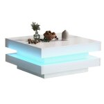 Tables basses - table basse carr�e led multicolore plateau sup�rieur lumineux panneaux de particules ...