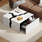 Table basse carr�e moderne 70 x 70 x 31 cm table de salon avec tiroir et rangement design g�om�trique ...