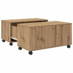Table basse carr�e moderne - vidaxl - ch�ne artisanal - 75x75x38 cm - bois ding�nierie - 1 tiroir - 4 ...
