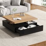Table basse carr�e avec pivotant 360� et rangement table de salon en bois moderne design brillante � ...