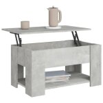 Table basse - chg - gris bton - bois dingnierie - dessus relevable - rangement cach
