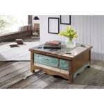Table basse coffre - nature of spirit - bois massif recycl multicolore laqu - inspiration ethnique