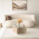 Ribe - table basse en bois effet pierre et plateau en verre