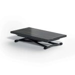 Table basse convertible sydney cr verre marbr� noir / m�tal graphite mat