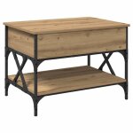 Table basse convertible - vidaxl - ch�ne artisanal - bois ding�nierie - 70x50x50 cm - plateau relevable ...