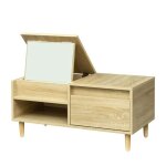 Table basse couleur ch�ne 80x40x38cm avec rangement � abattant table basse moderne minimaliste avec d�coration ...