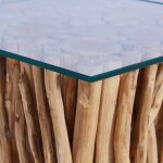 Table basse - cuque - bois de teck massif - marron clair - carré - aspect bois Table basse - cuque - bois de teck massif - marron clair - carré - aspect bois
