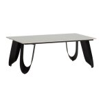 Table basse design rectangulaire avec plateau c�ramique imitation marbre blanc pied m�tal noir architectural ...