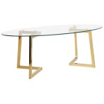 Table basse doré et plateau en verre fresno Table basse doré et plateau en verre fresno