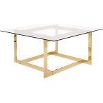 Table basse dorée en verre crystal - beliani - carré - contemporain Table basse dorée en verre crystal - beliani - carré - contemporain
