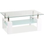Table basse double niveau - lisa basic ii - 100 x 60 x 55 cm - blanc laqu�