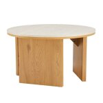 Table basse effet bois ronde diam 80 cm bois clair - oviala