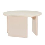 Table basse effet bois ronde diam 80 cm cr�me - oviala