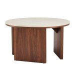 Table basse effet bois ronde diam 80 cm bois fonc� - oviala