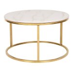 Table basse effet marbre beige et pieds dor�s coral
