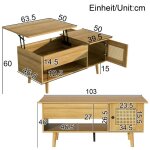 Table basse �l�gante avec plateau �l�gant et porte en rotin en bois avec des tons noirs id�ale pour le ...