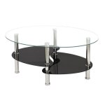 Table basse - errolves - ovale - verre tremp� - noir et transparent - 90x50x43 cm
