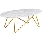 Table basse - finebuy - blanc - 120 x 60 cm - aspect marbre - ovale Table basse - finebuy - blanc - 120 x 60 cm - aspect marbre - ovale