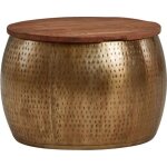 Table basse - finebuy - ronde - bois massif mangue - métal - espace de rangement Table basse - finebuy - ronde - bois massif mangue - métal - espace de rangement