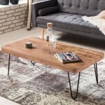 Wohnling acacia feuillus table basse 115 x 60 x 40 cm new