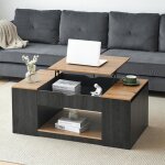 Table basse avec fonction �l�vatrice 1095 cm structure grise rangement sous le plateau