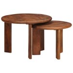 Tables basses gigognes 2 pcs en bois de manguier massif marron miel 50x50x40 cm empilables