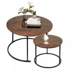 Table basse gigogne 2 pi�ces - tables rondes empilables pour salon avec plateau mdf facile � nettoyer ...