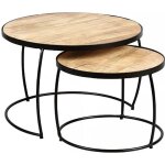 Gizem - lot de 2 tables basses gigognes mtal et bois