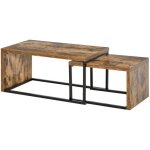Homcom - lot de 2 tables basses gigognes - panneaux de partiucules - 90x48x42cm - brun avec veinage noir ... Homcom - lot de 2 tables basses gigognes - panneaux de partiucules - 90x48x42cm - brun avec veinage noir ...
