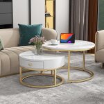 2 en 1 table basse ronde table basse gigogne moderne motif marbre brillant table dappoint ronde gigogne70 ...