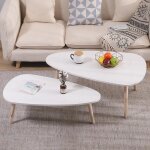 Table basse gigogne scandinave - ygongmyl - bois massif de h�tre - blanc - a monter soi - m�me