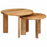 Table basse gigogne - vidaxl - 2 pcs - bois de mangue massif - marron - empilable