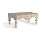 Table basse - giner y colomer - bois de manguier - sculptée à la main - blanc antique - Élégance rustique ... Table basse - giner y colomer - bois de manguier - sculptée à la main - blanc antique - Élégance rustique ...