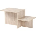 Table basse - harmony - rectangulaire - effet travertin - 80 x 40 x 40 cm