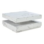 Table basse - helloshop26 - console dappoint - effet marbre blanc - 76 x 76 x 38 cm - montage facile