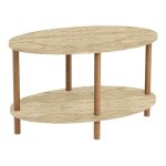 Table basse - helloshop26 - console dappoint ovale - travertin naturel - 70 x 44 x 43 cm - �l�gante