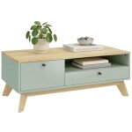 Table basse - homcom - rectangulaire - tiroir porte et compartiment ouvert - mdf - 100x50x40cm - vert ...