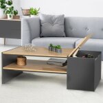 Idmarket table basse bar contemporaine rectangulaire izia avec coffre gris et plateaux bois Idmarket table basse bar contemporaine rectangulaire izia avec coffre gris et plateaux bois