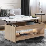 Idmarket table basse plateau relevable rectangulaire soa bois imitation htre plateau blanc