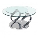 Table olympe plateaux pivotants en verre et pitement chrome