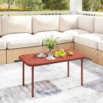Table basse de jardin en acier galvanis� plateau � lattes table rectangulaire aux angles arrondis 90x50x43cm ...
