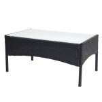 Table basse de jardin - polyrotin - rectangulaire - plateau en verre anthracite - meuble polyvalent