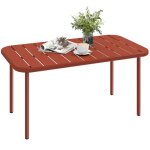Table basse de jardin - outsunny - plateau � lattes rectangulaire aux angles arrondis - acier - 90x50x43cm ...