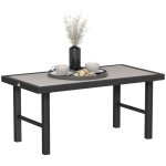 Table basse de jardin - outsunny - rectangulaire - avec plateau spc � effet bois - en m�tal - 100 x 52 ...