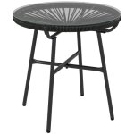 Table basse de jardin - outsunny - ronde - aspect rotin et plateau en verre tremp� - en r�sine m�tal ...