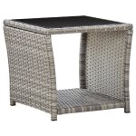 Table basse de jardin avec plateau en verre - gris - 45 x 45 x 40 cm Table basse de jardin avec plateau en verre - gris - 45 x 45 x 40 cm