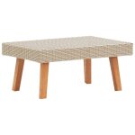 Table basse de jardin en rsine tresse - beige - 70 x 50 x 33 cm